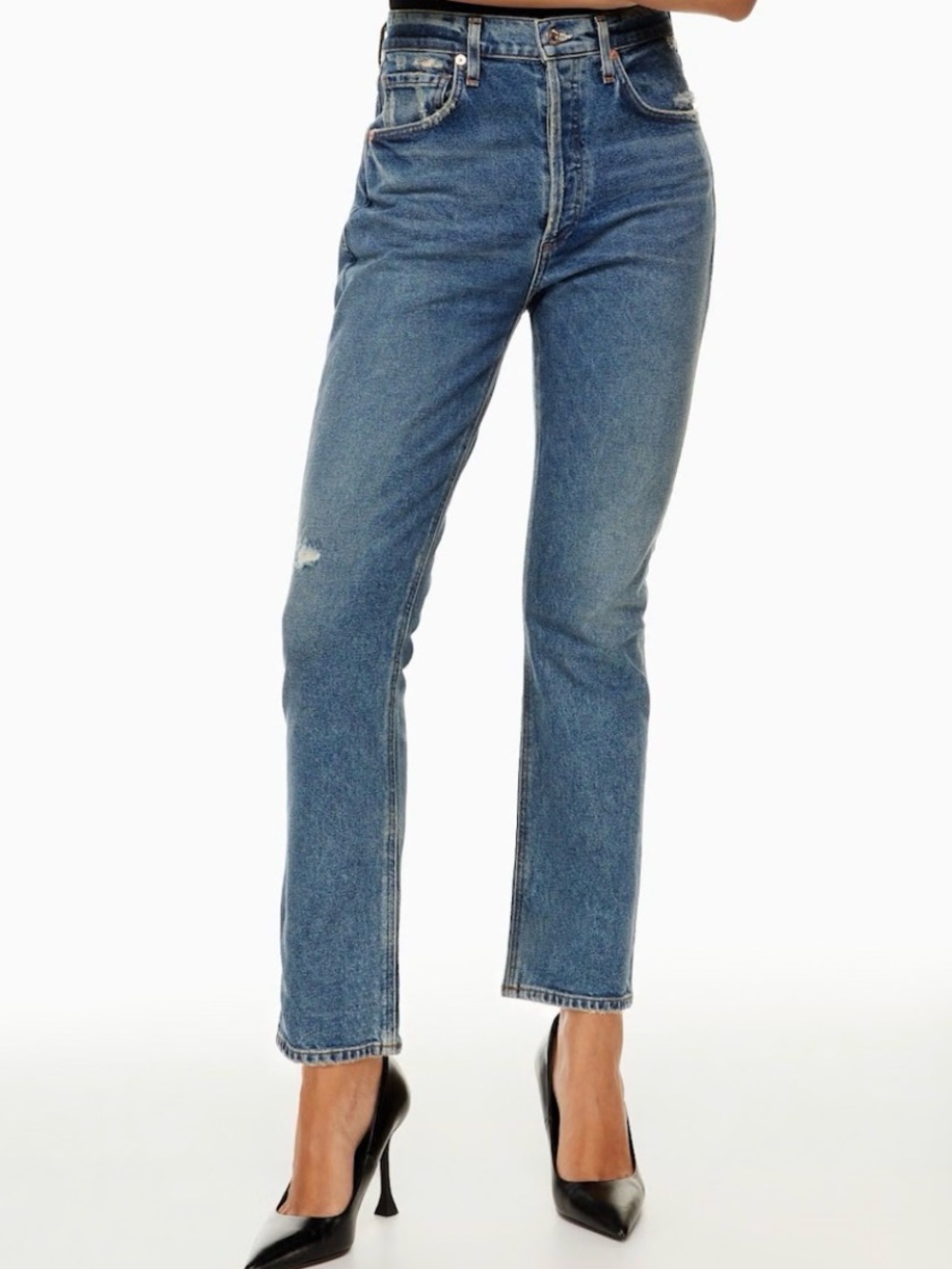 Citizens Of Humanity The Jolene Mid-Blue Straight-Leg Jeans